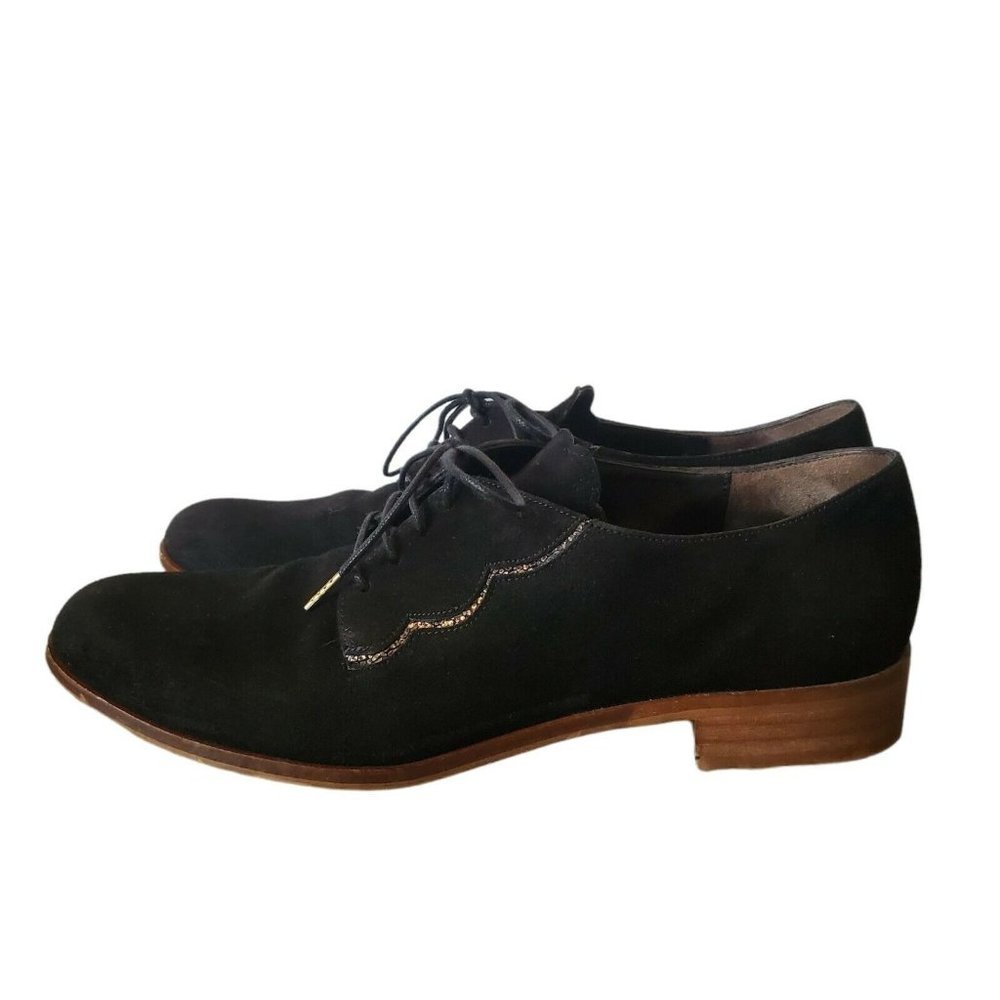 Bocage Womens Black Suede Oxford‎ Laceup Shoes Size EU 39 US 8